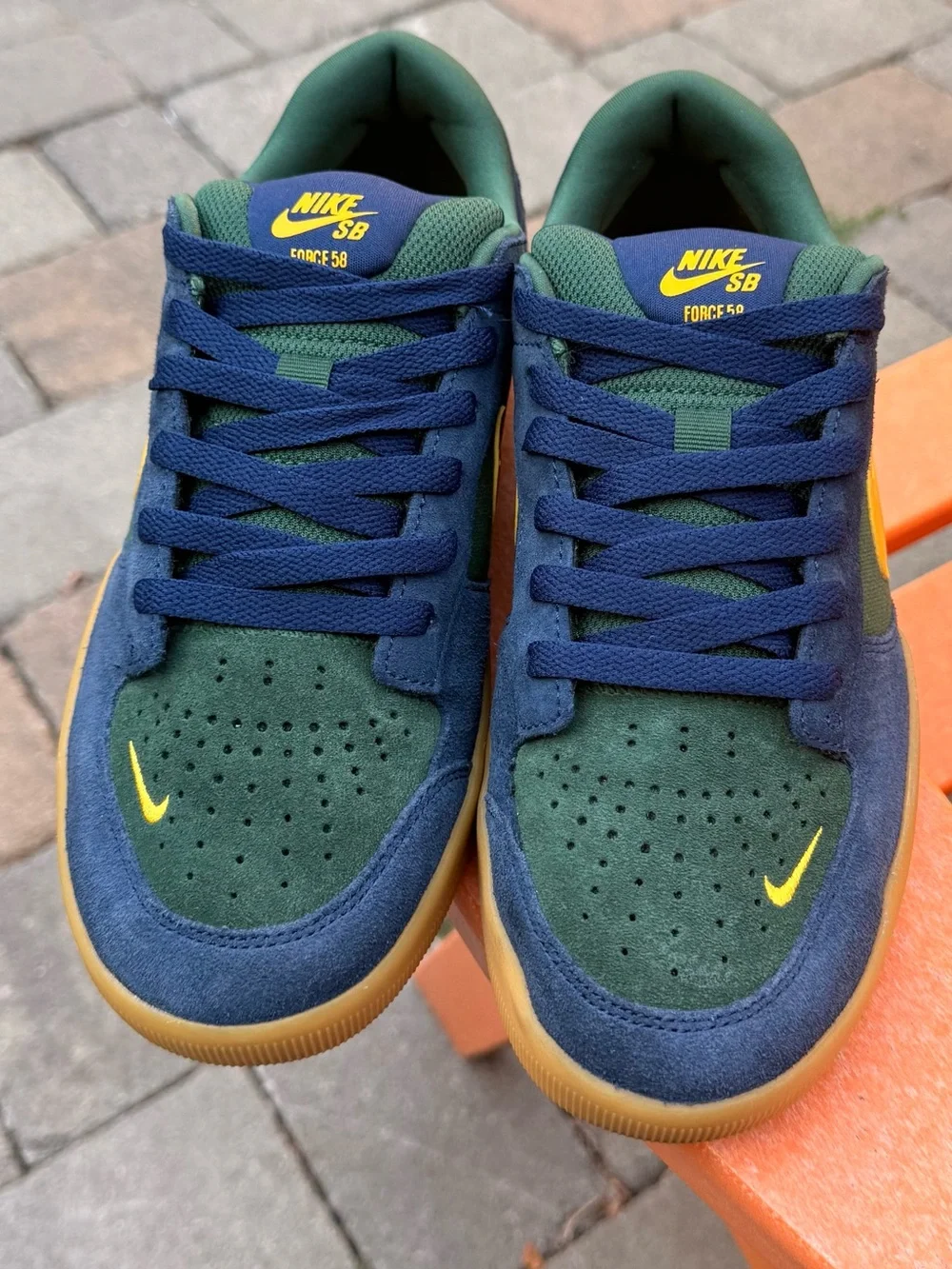 Men’s Nike SB Force 58 Skateboard Shoes Navy Brown Gold US Size 8.5 (DV5477-402)